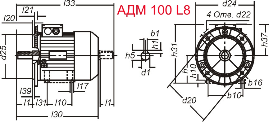 Основные размеры  АДМ 100 L8
