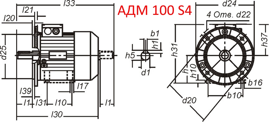 Основные размеры  АДМ 100 S4