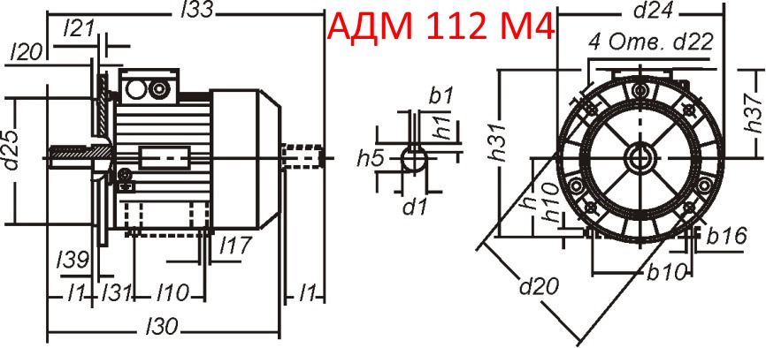 Основные размеры  АДМ 112 M4