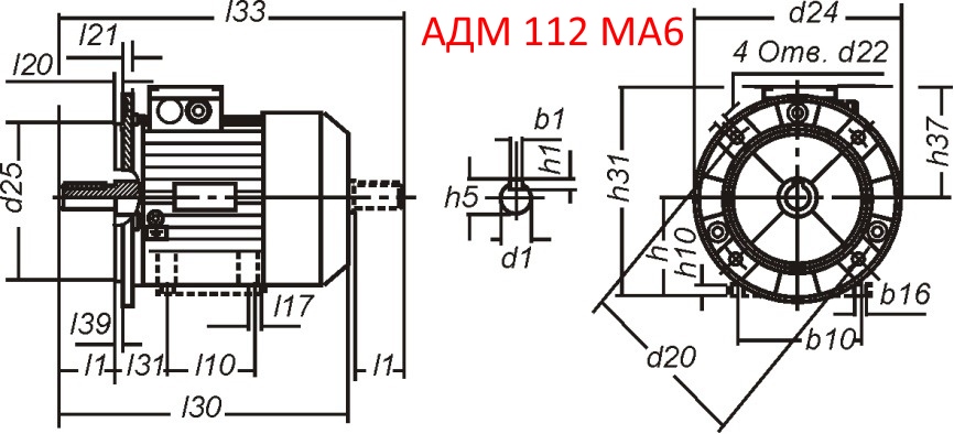 Основные размеры  АДМ 112 MA6