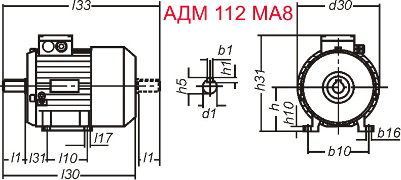 Основные размеры  АДМ 112 MA8