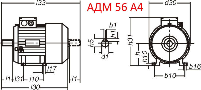 Основные размеры  АДМ 56 А4