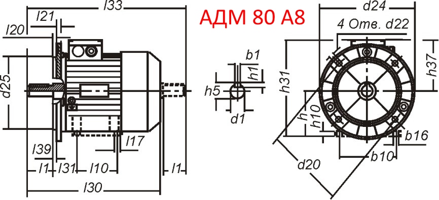 Основные размеры  АДМ 80 А8
