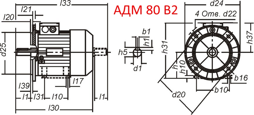 Основные размеры  АДМ 80 B2