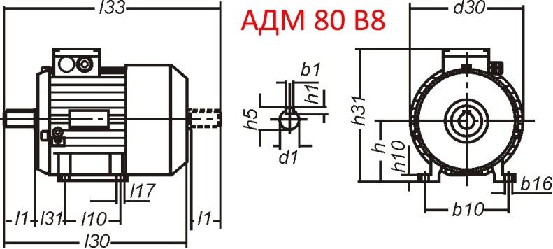 Основные размеры  АДМ 80 B8