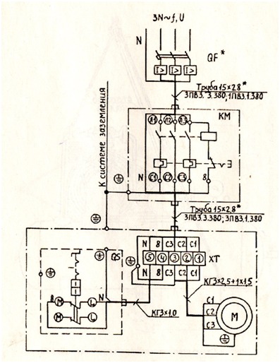 Схема электрическая принципиальная и соединений компрессора модель С-416М1