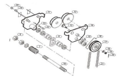 Взрыв схема тележки приводной для тали тип Б