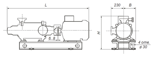 Габаритные размеры насосного агрегата ЦНС 13-350