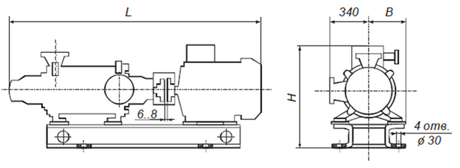 Габаритные размеры насосного агрегата ЦНСГ 105-245