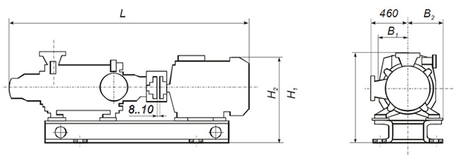 Габаритные размеры насосного агрегата ЦНСГ 300-300