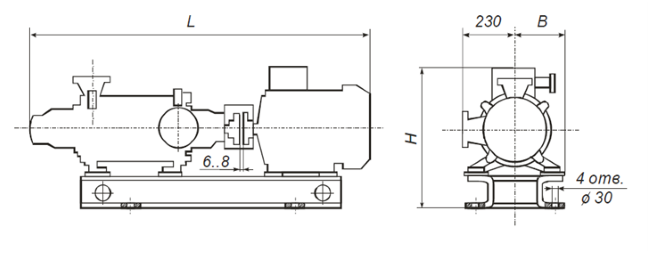 Габаритные размеры насосного агрегата ЦНСГ 38-132