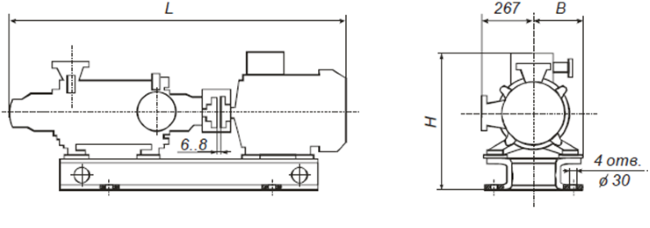 Габаритные размеры насосного агрегата ЦНСГ 60-125