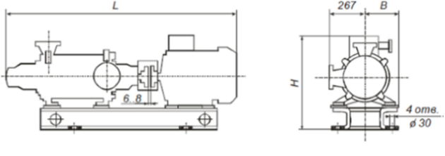 Габаритные размеры насосного агрегата ЦНСГ 60-66