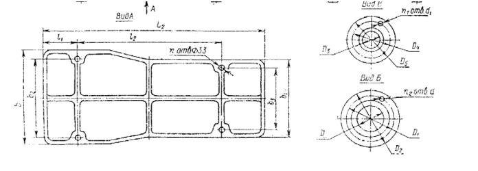 Размеры насосных агрегатов  Д1250-65б