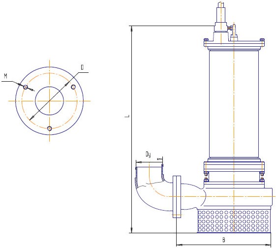 Габаритный чертеж электронасоса ГНОМ 140-10