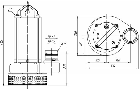 Габаритные и присоединительные размеры электронасоса