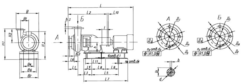 Габаритные и присоединительные размеры насоса СД 16/10 «а»