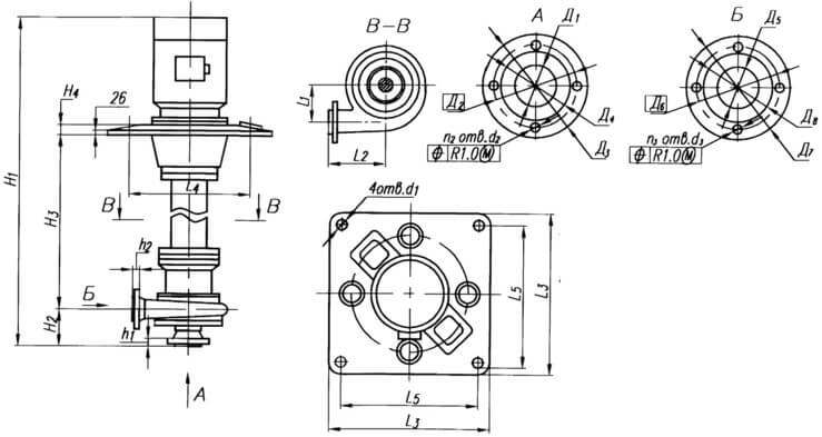 Габаритные и присоединительные размеры СДВ 160/45