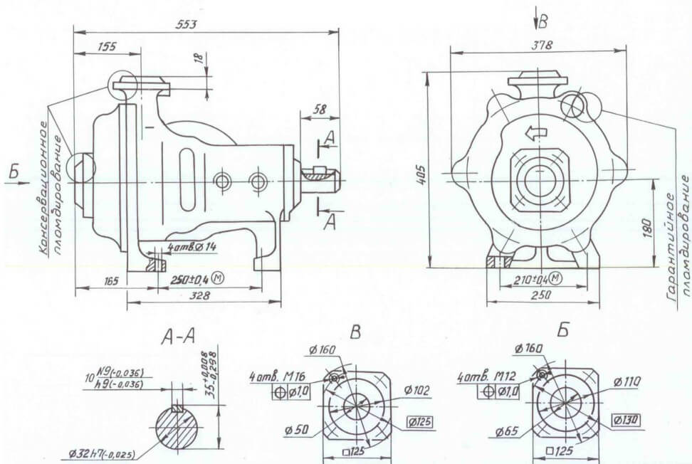 Размеры насоса