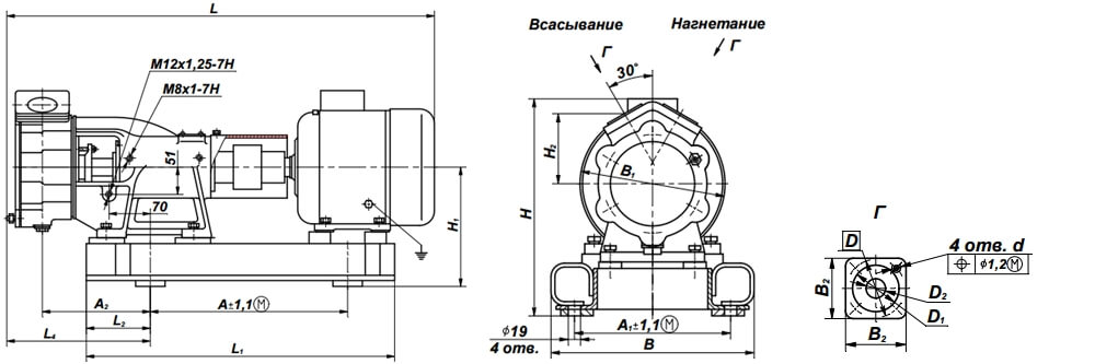 Габаритный чертеж агрегатов ВК 1/16А