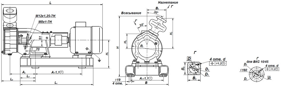 Габаритный чертеж агрегатов ВКС 1/16А