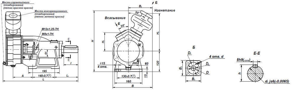 Размеры насоса ВКС 1/16А