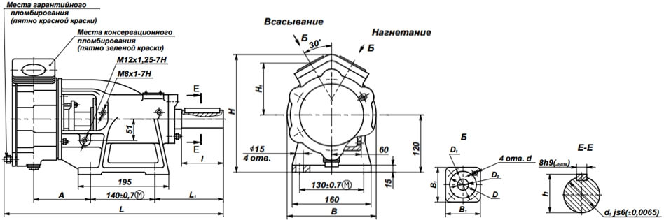 Размеры насоса ВКО 1/16А