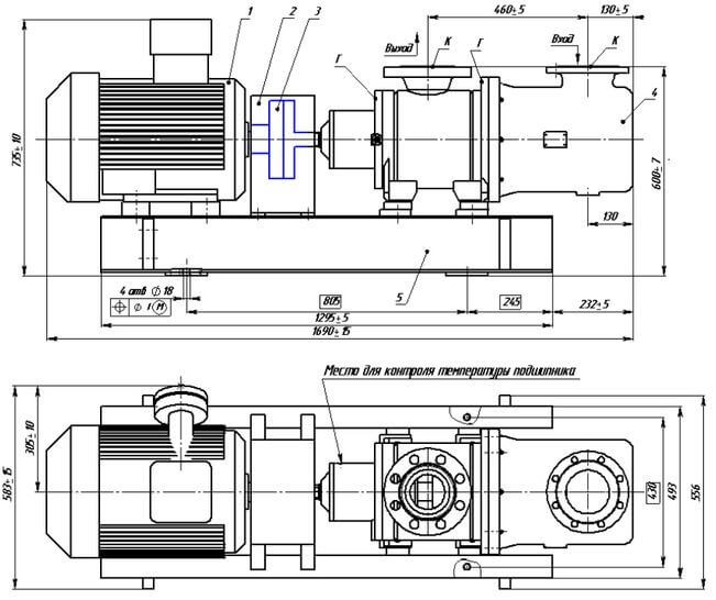 Габаритные размеры насосного агрегата