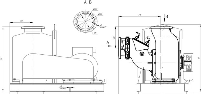 Габаритные размеры насоса НС2 250/375