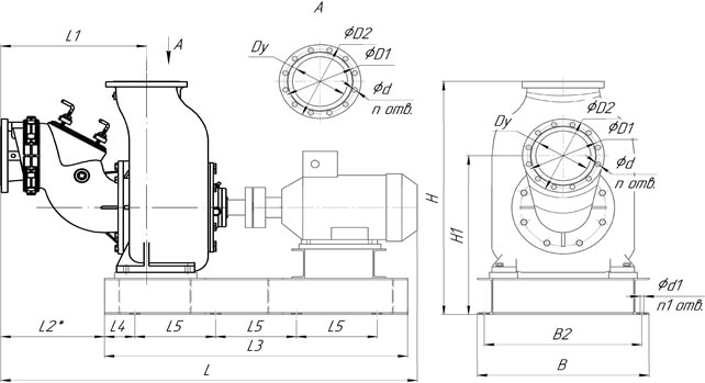 Габаритные размеры насоса НС2 250/375