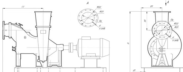 Габаритные размеры насоса НС2 300/457